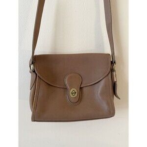 COACH VTG DEVON TAN LEATHER FLAP CROSSBODY BAG USA 1980S  USA